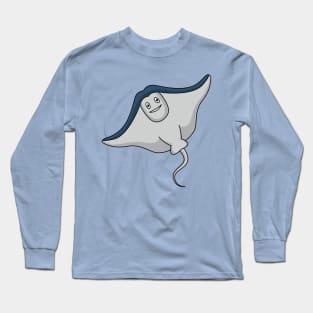 Happy stingray fish cartoon illustration Long Sleeve T-Shirt